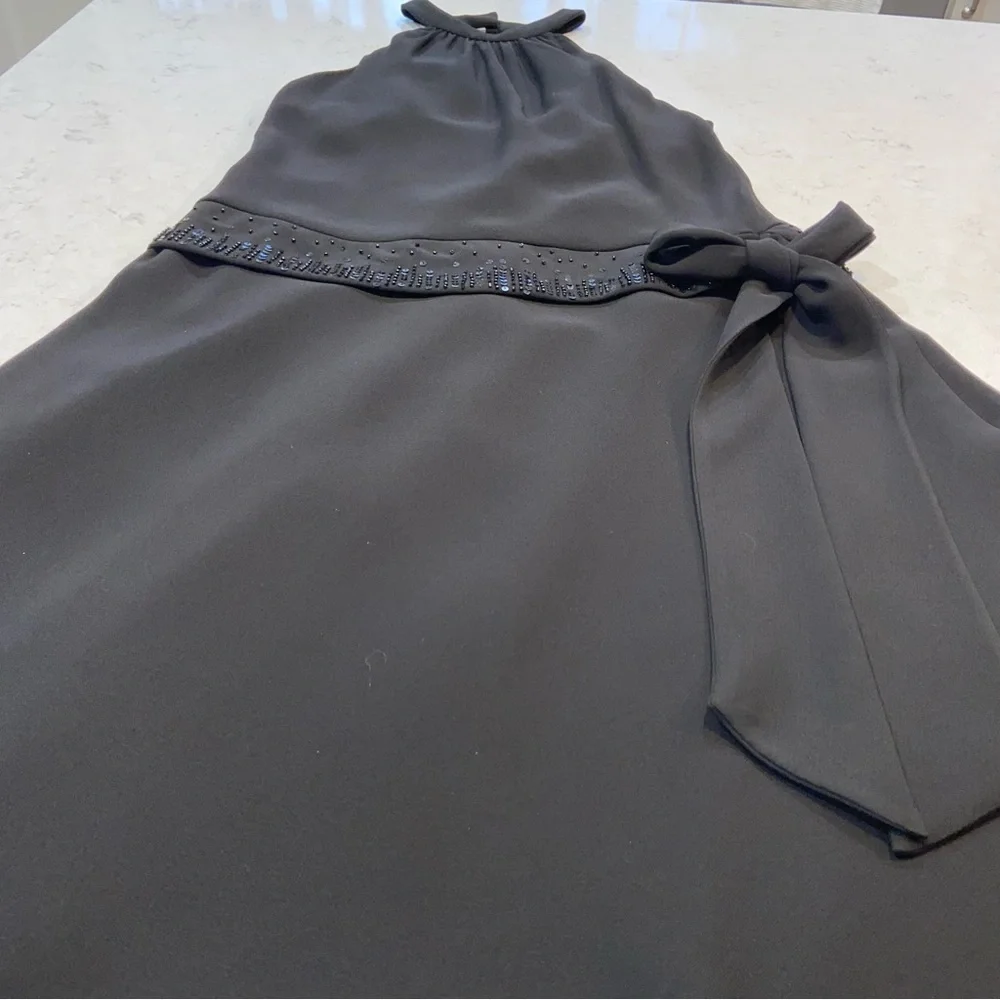 Jones New York Black Dress with beaded waist that ties Size 4